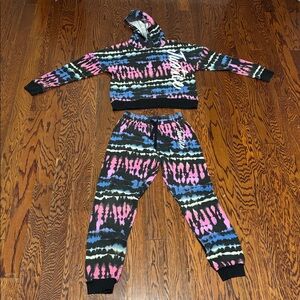 Justice Colorful Tie-Dye Hoodie and Joggers Set Girls Size: 12/14